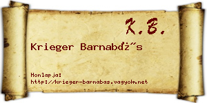 Krieger Barnabás névjegykártya