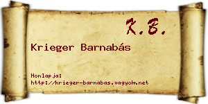 Krieger Barnabás névjegykártya